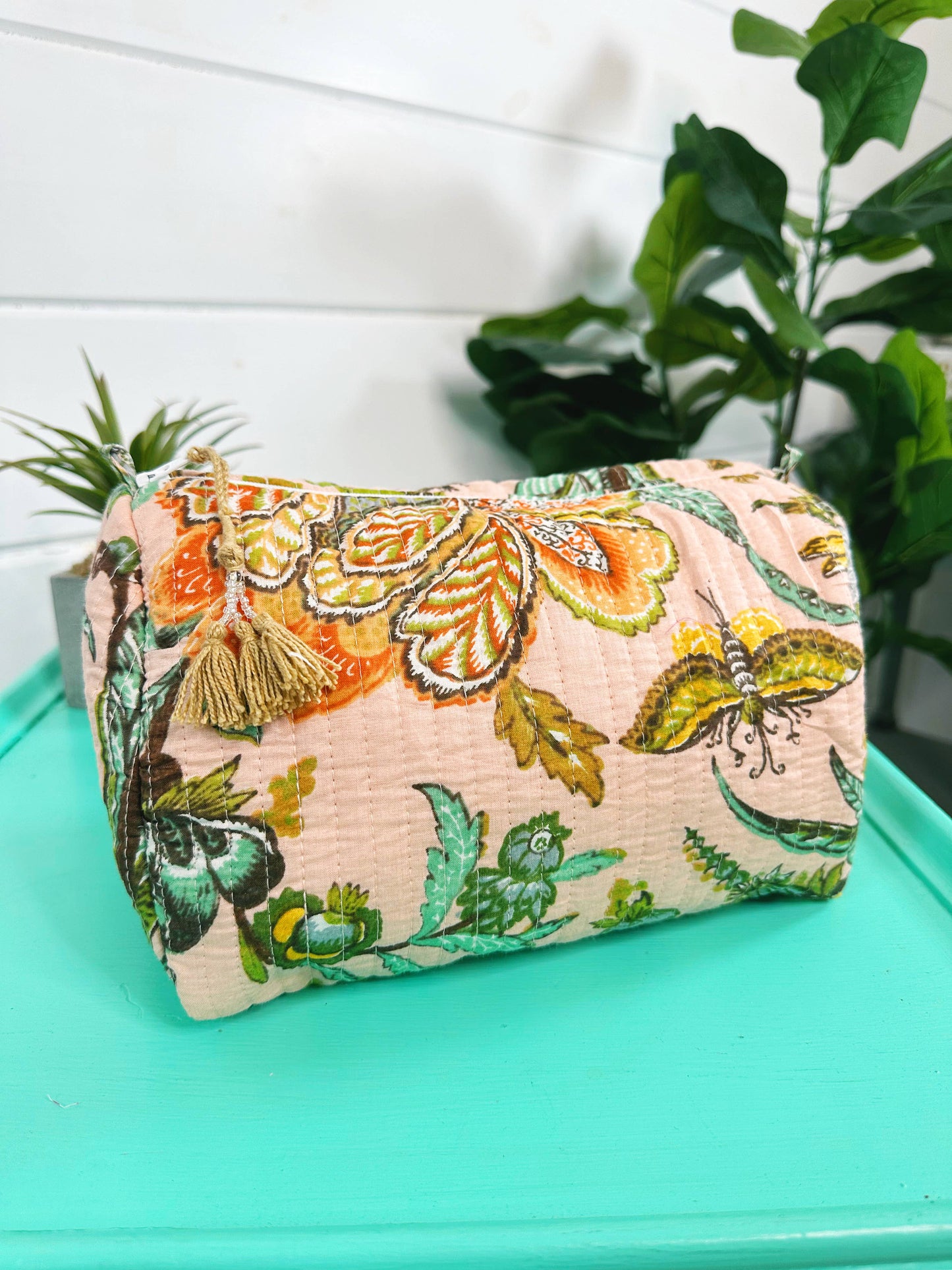 Quilted Makeup Bag | Cosmetics Toiletry Bags | Botanical