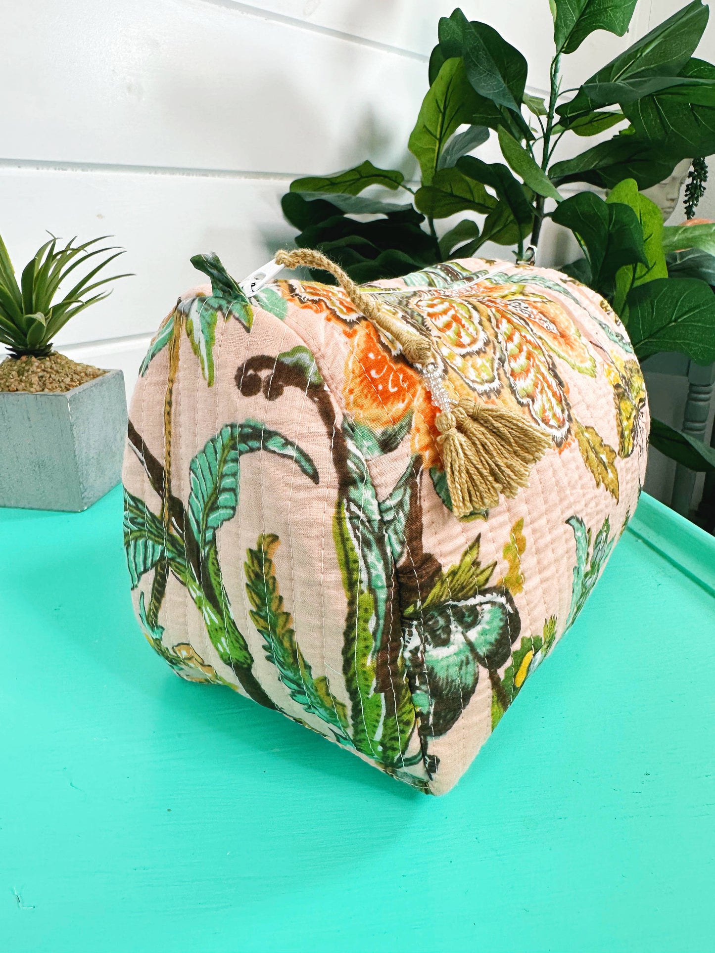 Quilted Makeup Bag | Cosmetics Toiletry Bags | Botanical