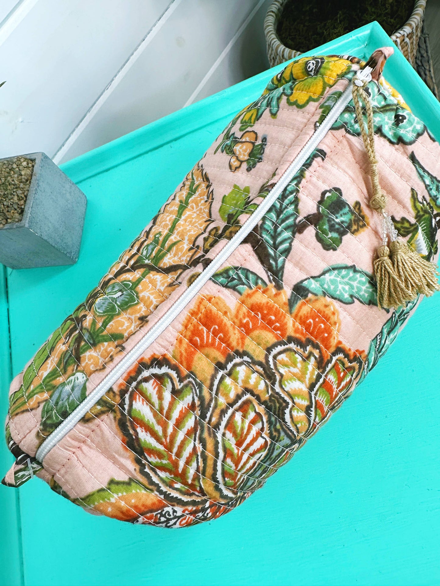 Quilted Makeup Bag | Cosmetics Toiletry Bags | Botanical