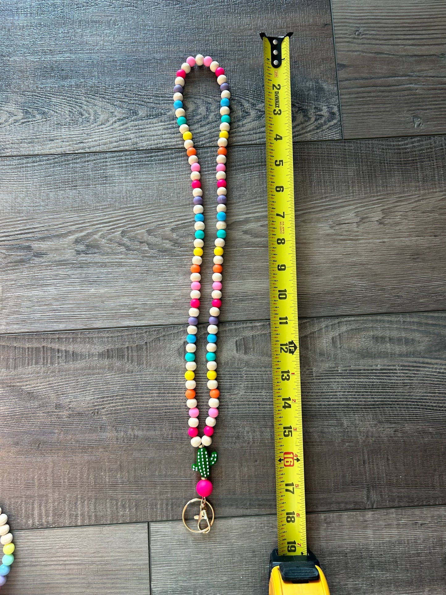 Colorful Beaded Teacher Lanyard with Cactus