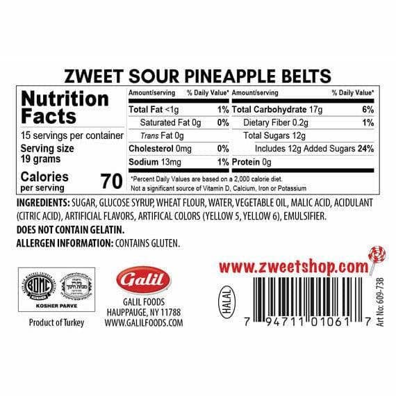 Sour Pineapple Belts | Zweet | 10 oz