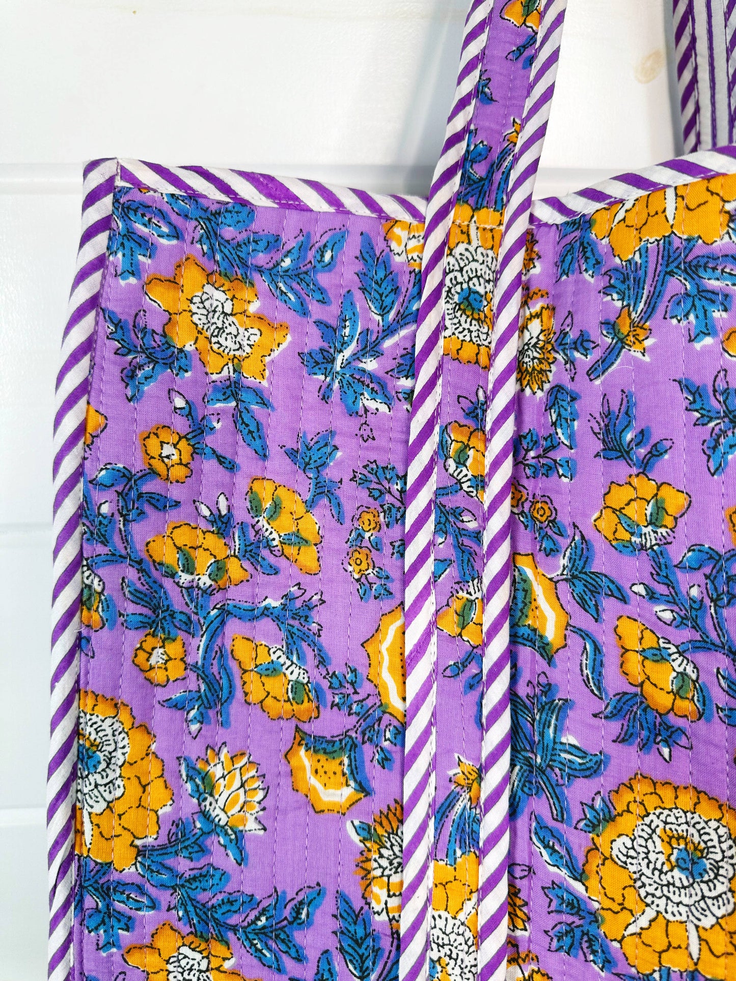 Cotton Quilted Tote Bag | Large Shopping Tote Bags | Floral