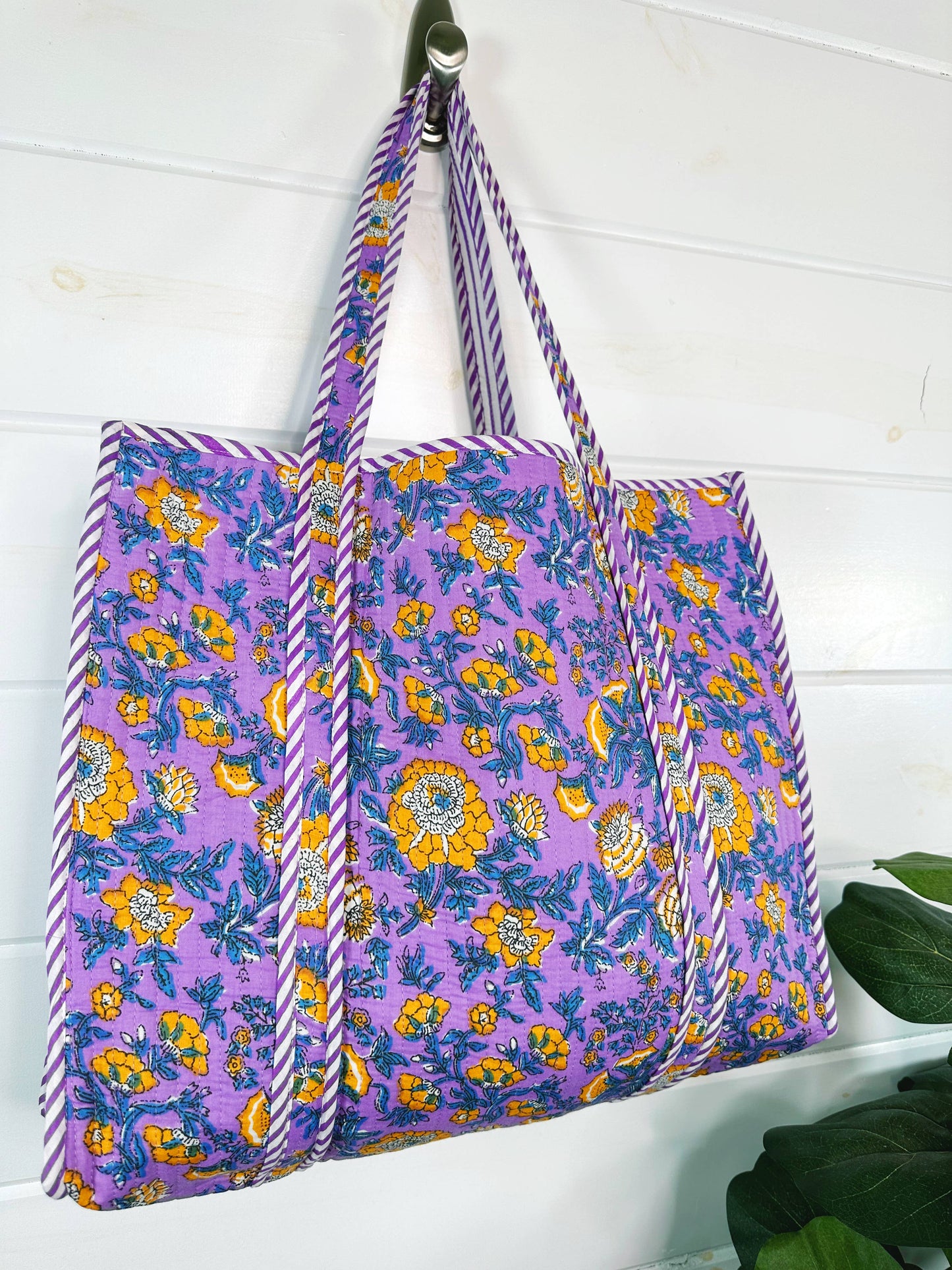 Cotton Quilted Tote Bag | Large Shopping Tote Bags | Floral