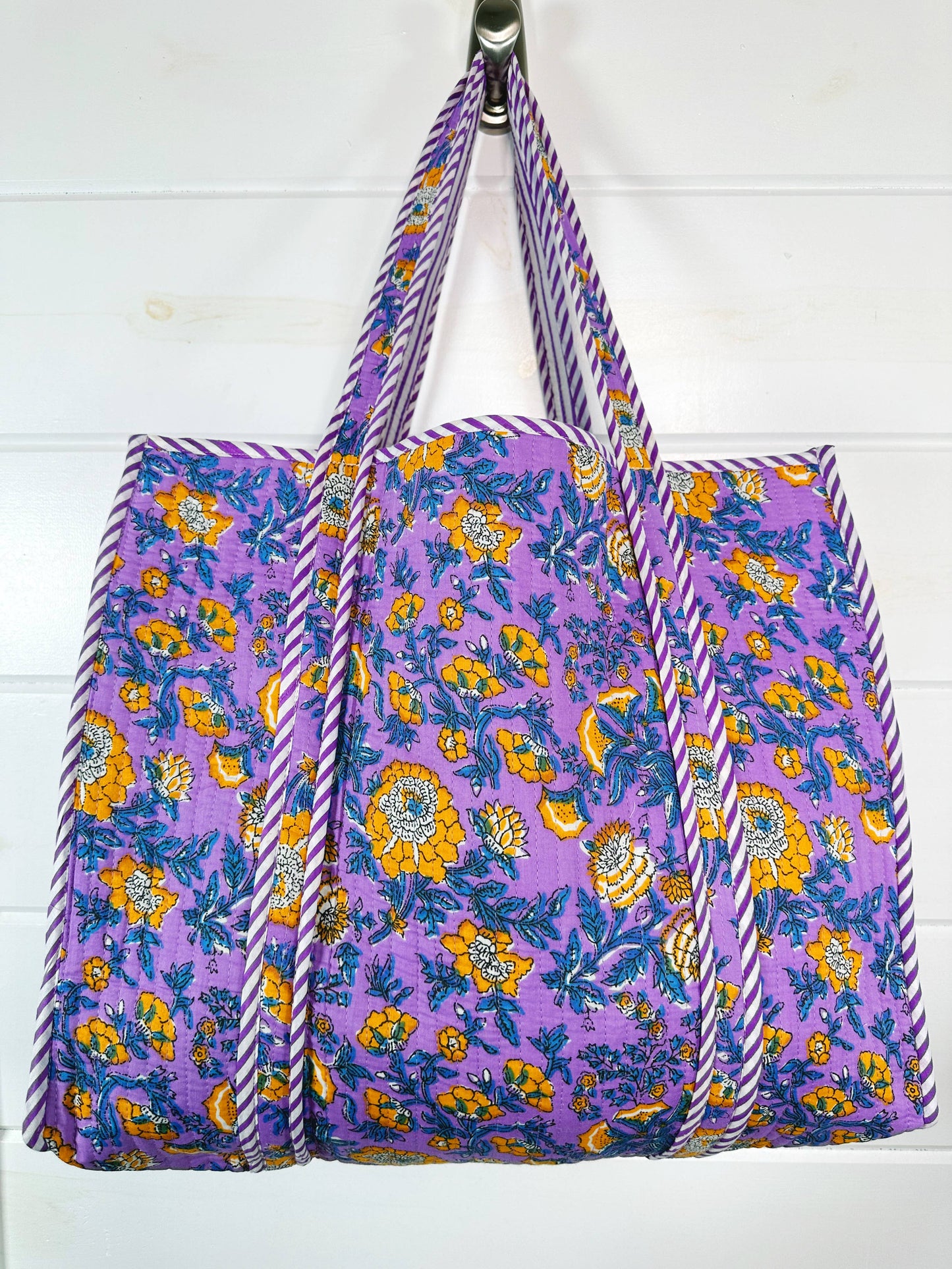 Cotton Quilted Tote Bag | Large Shopping Tote Bags | Floral
